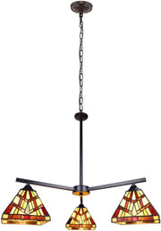 Chloe Lighting CH3T523BM27-EE3 Vincent Mission Tiffany-Style Blackish Bronze 3 Light Chandelier 27