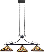 Chloe Lighting CH3T523BM47-IL3 Vincent Mission Tiffany-Style 3 Light Island Pendant 47" Wide