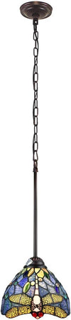 Chloe Lighting CH3T524BD08-DP1 Sunniva Dragonfly Tiffany-Style 1 Light Mini-Pendant 8" Wide