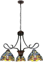 Chloe Lighting CH3T524BD25-DD3 Sunniva Dragonfly Tiffany-Style 3 Light Chandelier 25" Wide