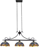 Chloe Lighting CH3T524BD47-IL3 Sunniva Dragonfly Tiffany-Style 3 Light Island Pendant 25" Wide