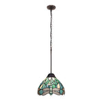 Stained Glass Mini Ceiling Light – Tiffany Style Dragonfly Design with 1 Light Fixture for Kitchen 8"W by Chloe Lighting