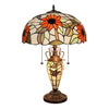 Floral Tiffany-Style Double-Lit Stained Glass Table Lamp 24.21" H