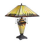 Stained Glass Table Lamp – Tiffany Style Mission Double Lit Fixture with 3 Lights for Bedroom 23"H by Chloe Lighting