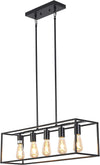 Chloe Lighting CH6D801BK33-DP5 IRONCLAD Industrial 5 Light Matt Black Island Pendant 33" Wide