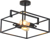 Chloe Lighting CH6H410BK14-SF2 NOLAN Farmhouse 2 Light Black Square Semi-Flush Ceiling Pendant 14.25" Wide
