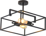 Chloe Lighting CH6H410BK14-SF2 NOLAN Farmhouse 2 Light Black Square Semi-Flush Ceiling Pendant 14.25" Wide