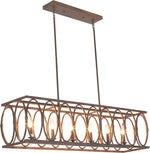 Chloe Lighting CH6H802AW48-UP6 Indigo Farmhouse 6 Light Antique Wood Finish Ceiling Pendant 48" Wide