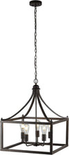 Chloe Lighting CH6H805AW20-UP5 RYDER Farmhouse 5 Light Antique Wood Finish Hanging Ceiling Pendant 20" Wide