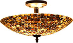 Chloe Lighting Crown Mosaic-Style 2 Light Semi-Flush Ceiling Fixture 16" Wide