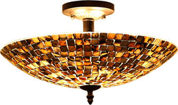 Chloe Lighting Crown Mosaic-Style 2 Light Semi-Flush Ceiling Fixture 16