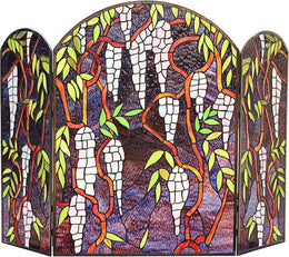 Chloe Lighting CH8F002PF42-GFS CORINTH Tiffany-Style Stained Glass Grape Design Fireplace Screen 42