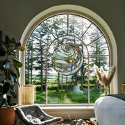 Chloe Lighting CH8P005GB23-RND Geometric Copper-Foiled Black Window Panel