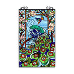 Chloe Lighting CH8P008GP32-VRT Pacey Tiffany-Style Peacock Glass Vertical Hanging Window Panel 32" Tall