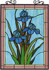 Chloe Lighting CH8P027BF24-VRT Blue Iris Floral Glass Vertical Hanging Window Panel 25" Tall