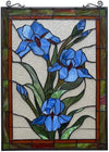 Chloe Lighting CH8P030BF24-VRT BLUE SCARLETT- Stained Glass Window Panel 24" Tall
