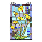 Chloe Lighting CH8P043OF31-VRT Lilium Tiffany-Style Floral Stained Glass Window Panel 32" Height