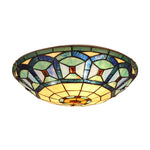 Tiffany Style Flush Mount Ceiling Light – Victorian Stained Glass with 3 Light Fixture for Living Room 16"W by Chloe Lighting