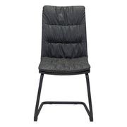 Dining Chair – Black Faux Leather & Steel Legs