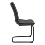 Industrial Dining Chair – Tufted Black Faux Leather Seat