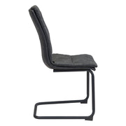 Industrial Dining Chair – Tufted Black Faux Leather Seat