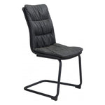Dining Chair (Set of 2) – Vintage Black Faux Leather, Tufted Seat & Powder-Coated Steel Legs by Zuo Modern