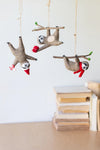 Kalalou Felt Sloth Christmas Ornaments – Handmade Holiday Tree Decor