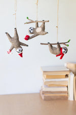 Kalalou Felt Sloth Christmas Ornaments – Adorable Handcrafted Holiday Decor (Set of 3)