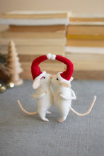 Kalalou Felt Mice Christmas Ornament Set of 2 – Adorable Kissing Couple Decor