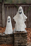 Set of 2 Metal Ghost Yard Decor – Tall Painted Halloween Outdoor Figures Display by Kalalou