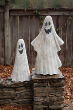 Set of 2 Painted Metal Ghost Yard Decor – Tall Grey Halloween Yard Display Figures by Kalalou