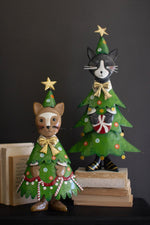 Kalalou Set of Two Painted Metal Cat Christmas Trees – Holiday Decor