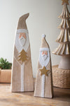 Two-Piece Resin Santa Figurine Set for Mantle or Shelf