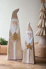 Painted Resin Santas 25.5"H & 18.75"H, Multi-Color Distressed Gold Christmas (Set of 2) By Kalalou