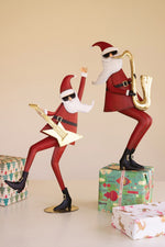 Set of 2 Christmas Santa Band Figurines – Painted Metal 28 Inch by Kalalou