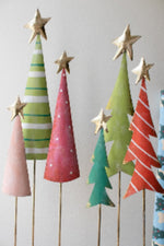 Hand-painted metal Christmas tree trio set
