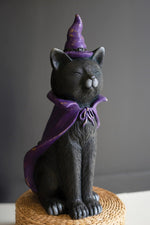 Kalalou Halloween Black Cat – Painted Resin Decor with Purple Hat and Cape