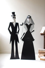 Painted Metal Skeleton Couple – 50" Tall Day of the Dead Decor by Kalalou