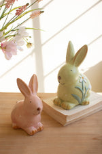 Faux Concrete Bunny Figurines Colorful 2x Set of 2 - 9" Tall by Kalalou