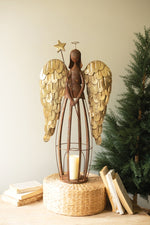 Kalalou Christmas Angel Tabletop Decor 32" H Rustic Gold Painted Design