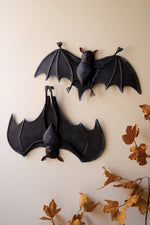 Kalalou Metal Bat Halloween Decoration Set of 2 14.5" H Painted Design