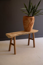 Rustic Willow Wood Bench – Natural Woven Entryway Seating – 18.5" Tall by Kalalou