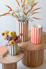 Striped Ceramic Vases – 12" Tall Colorful Decorative Set of 3 by Kalalou