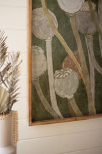 Wall Art, Framed Poppy Print Under Glass 39.5"H – Green & Brown Botanical Wall Decor by Kalalou