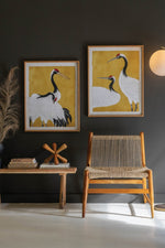 Framed Wall Art, Heron Prints Under Glass 27.5"H – Black, White & Red Set of Two by Kalalou