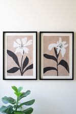 Framed Wall Art, Flower Prints Under Glass 27.5"H – Black & Neutral Set of Two by Kalalou