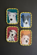 Framed Wall Art, Dog Prints Under Glass 15.5"H – Multicolor, Set of Four by Kalalou