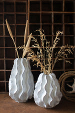 Ceramic Ruffle Vase 10.5"H – Small White Decorative Vase by Kalalou