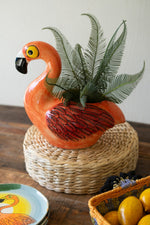 Ceramic Flamingo Vase – 10.5" Tall Tropical Decorative Accent by Kalalou