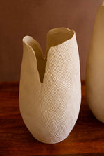 White Textured Ceramic Vase – 14" Tall Small Modern Display by Kalalou